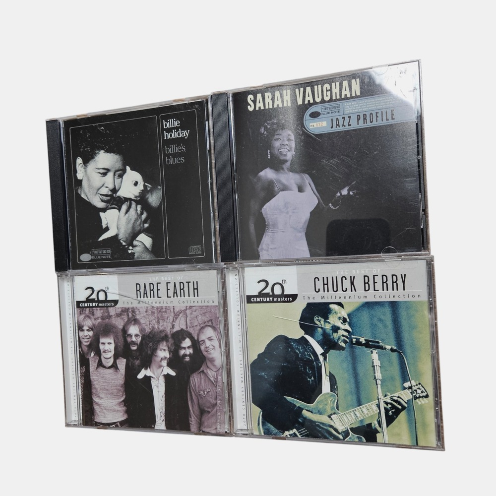 Lot of 4 Jazz Rock CDs - Billie Holiday, Sarah Vaughan, Rare Earth, Chuck Berry